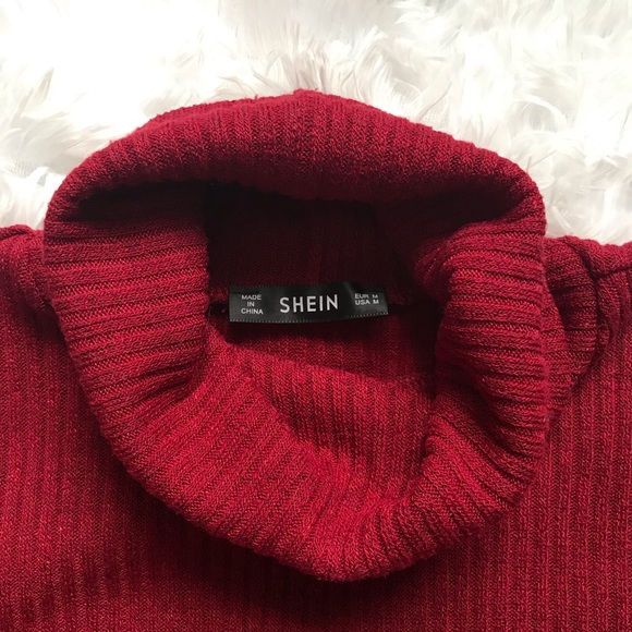 SHEIN Burgundy Red Turtleneck Sweater - Picture 3 of 6